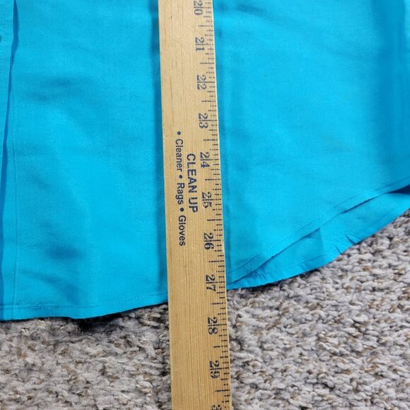 LAUREN Ralph Lauren Shirt Womens Medium Blue Silk Button Up Long Sleeve Stains - Picture 9 of 11